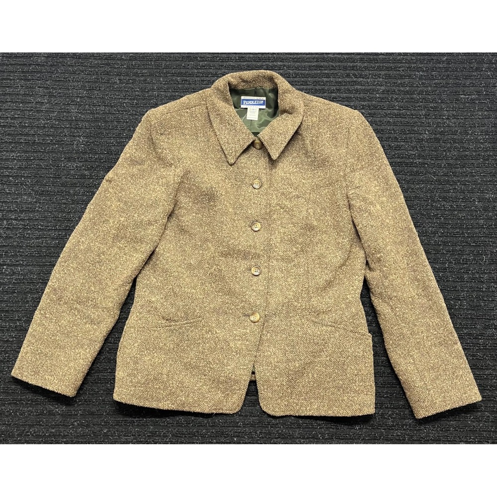 Pendleton Classic Womens Brown Tweed Blazer Jacket Size 10 Made in USA T359-270
